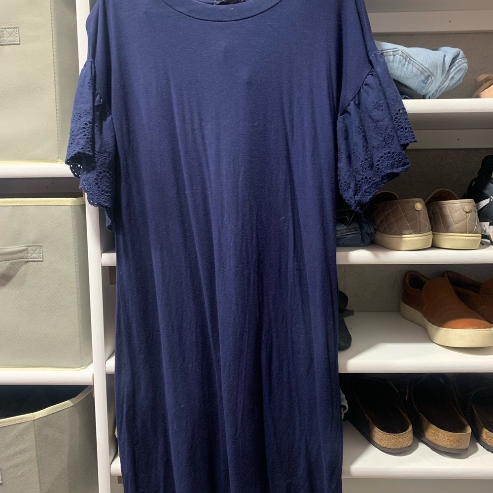 As U Wish Deep Blue Dress with Lace Detail